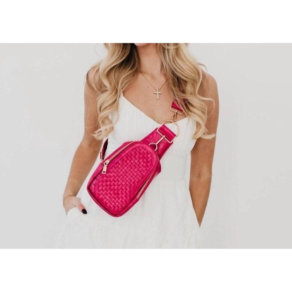 NEW PRETTY SIMPLE women's waverly woven crossbody sling bag with strap extender